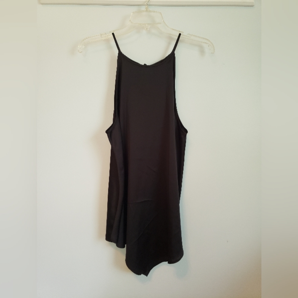 Black silky satin halter top